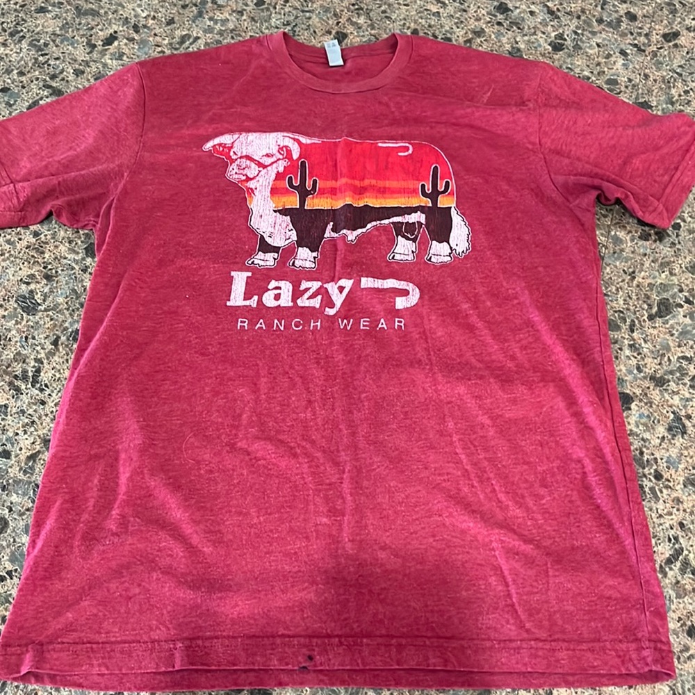 Men’s t shirt red lazy j ranch wear